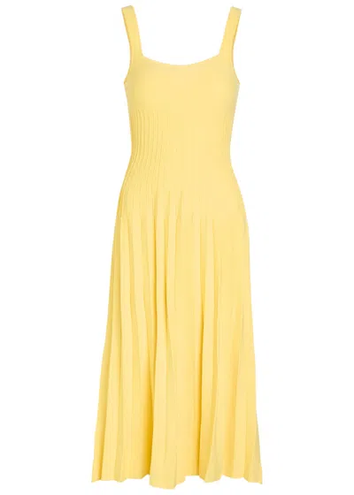 Staud Ellison Knit Midi Dress In Yellow