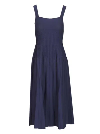 Staud Ellison Knitted Midi Dress Dresses Blue