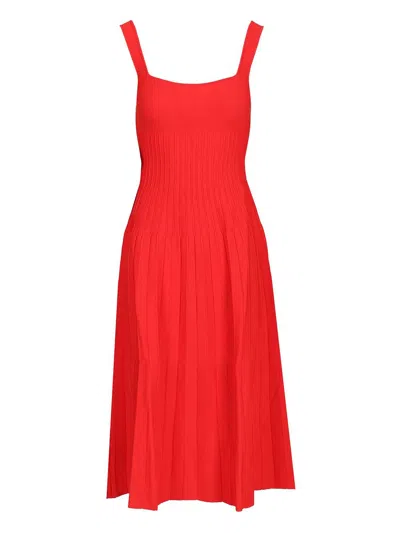 Staud Ellison Knitted Midi Dress Dresses Red