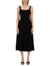 Staud Ellison Pleated Ribbed-knit Midi Dress