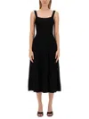 Staud Ellison Pleated Ribbed-knit Midi Dress In Black