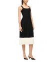 Staud Ellison Womens Colorblock Knit Sheath Dress In Black/ivory