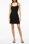 Staud Ellison Stitched-waist Sleeveless Knit Mini Dress In Black