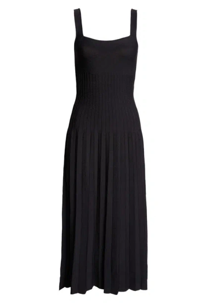 STAUD ELLISON PLEATED KNIT DRESS