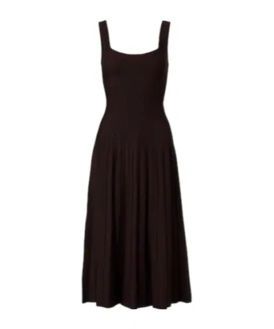 Staud Ellison Pleated Knitted Midi Dress In Black