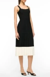 Staud Ellison Womens Colorblock Knit Sheath Dress In Black/ivory