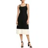Staud Ellison Womens Colorblock Knit Sheath Dress In Black