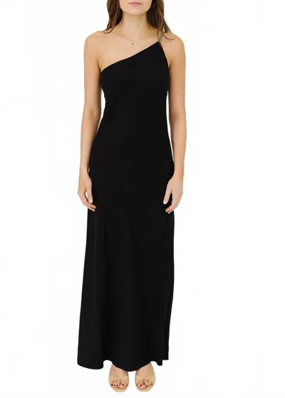 Staud Elodie Satin Maxi Dress In Black