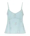 Staud Elsa Embellished Mesh Top In Blue