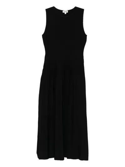 Staud Eluse Pleated Sleeveless Midi Dress In Black