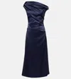 Staud Stretch-silk Asymmetric Phare Midi Dress In Navy