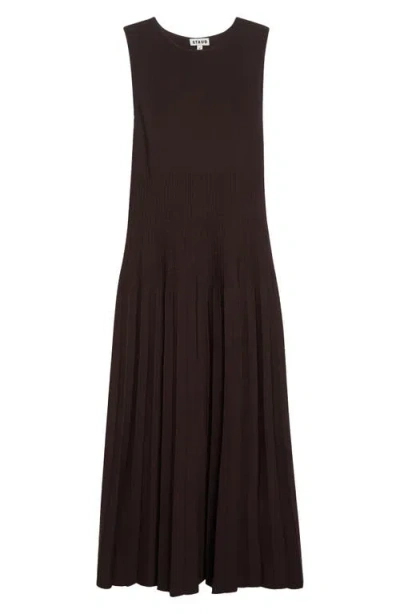 Staud Elyse Pleated Sleeveless Knit Maxi Dress In Brown