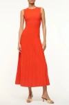Staud Elyse Pleated Sleeveless Knit Maxi Dress In Cayenne