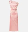 Staud Phare Draped Silk-blend Midi Dress In Rose