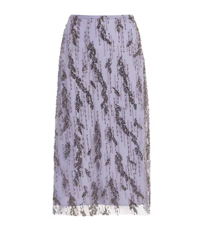 Staud Embellished Angela Midi Skirt In Purple