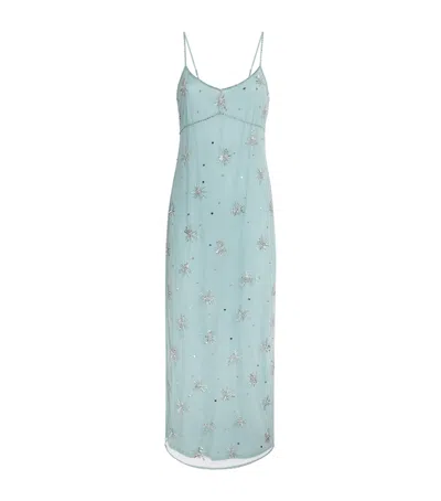 Staud Embellished Azzurra Midi Dress In Blue