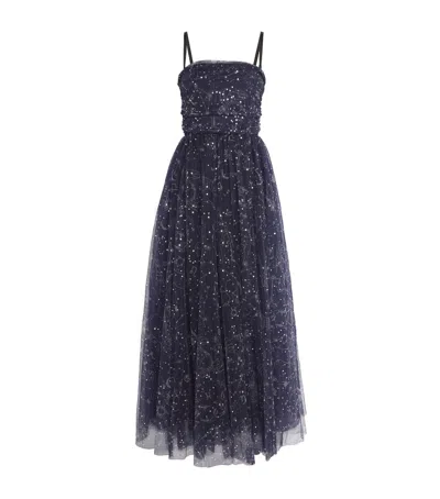 Staud Embellished Bettina Midi Dress In Navy