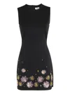 Staud Dahlia Beaded-flower Sleeveless Mini Dress In Black