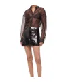 Staud Fitted Max Polyester Sequin Miniskirt In Black
