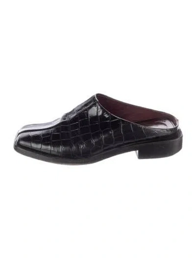 Pre-owned Staud Embossed Leather Animal Print Mules In Multicolor