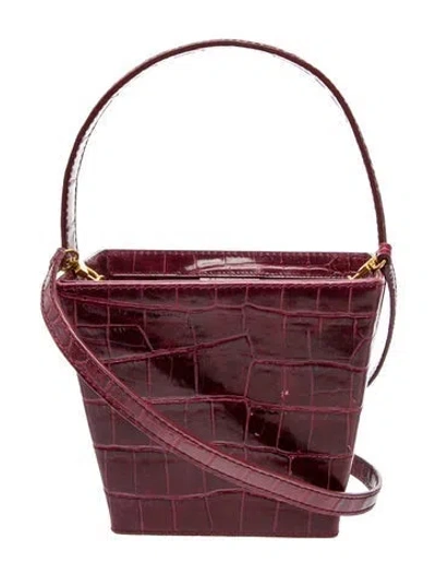 Pre-owned Staud Embossed Leather Bucket Bag In Red