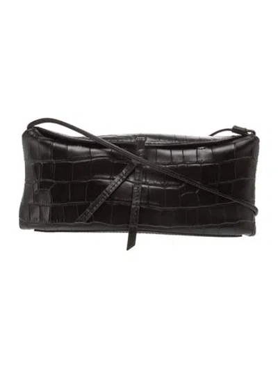Pre-owned Staud Embossed Leather Clutch In Black