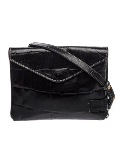 Pre-owned Staud Embossed Leather Crossbody Bag In Black