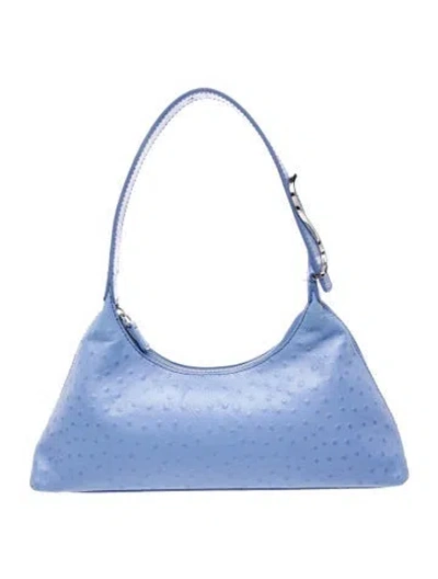Pre-owned Staud Embossed Leather Estelle Shoulder Bag In Blue