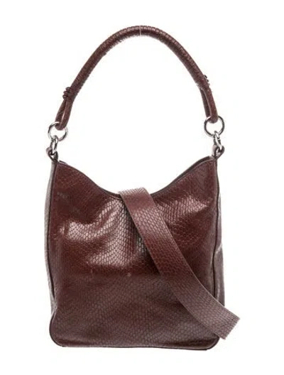 Pre-owned Staud Embossed Leather Mel In Burgundy