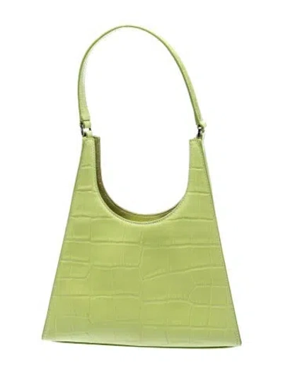 Pre-owned Staud Embossed Leather Mini Ray Croc -embossed Leather Bag In Green