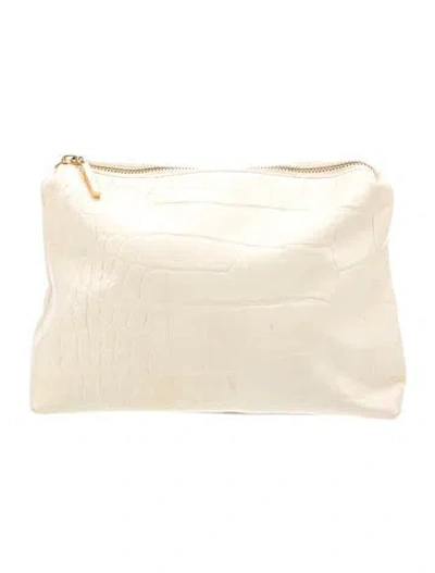 Pre-owned Staud Embossed Leather Portfolio In Neutral