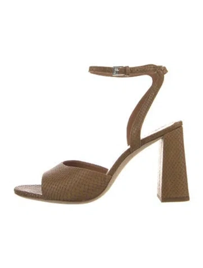 Pre-owned Staud Embossed Leather Sandals In Brown