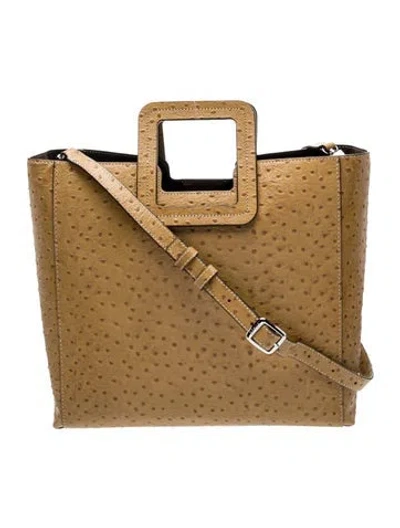 Pre-owned Staud Embossed Leather Shirley In Brown