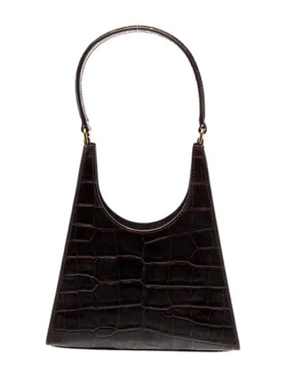Pre-owned Staud Embossed Leather Shoulder Bag In Brown
