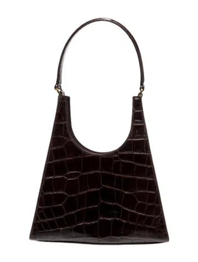 Pre-owned Staud Embossed Leather Shoulder Bag In Brown