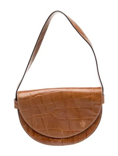 Pre-owned Staud Embossed Leather Shoulder Bag In Brown