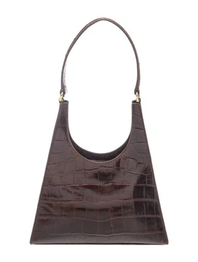 Pre-owned Staud Embossed Leather Shoulder Bag In Brown
