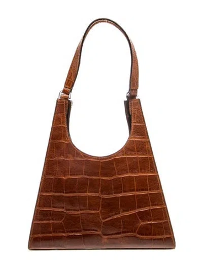 Pre-owned Staud Embossed Leather Shoulder Bag In Brown