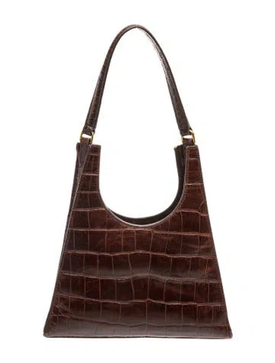 Pre-owned Staud Embossed Leather Shoulder Bag In Brown