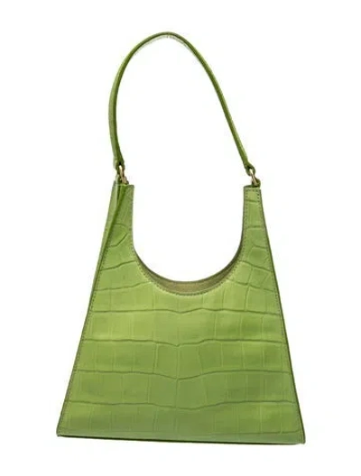 Pre-owned Staud Embossed Leather Shoulder Bag In Green