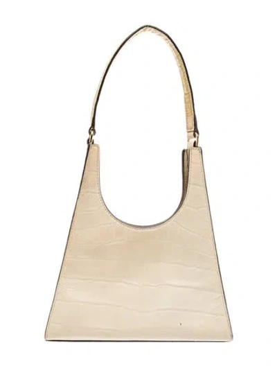 Pre-owned Staud Embossed Leather Shoulder Bag Medium In Neutral