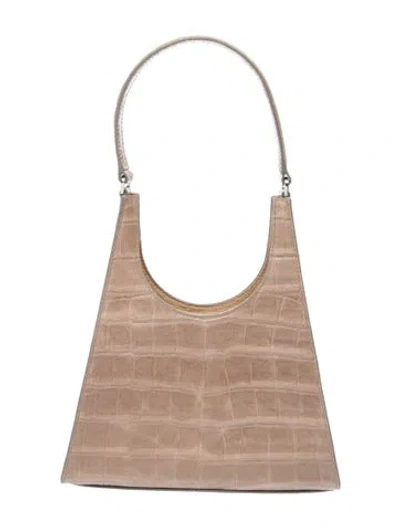 Pre-owned Staud Embossed Leather Shoulder Bag In Neutral
