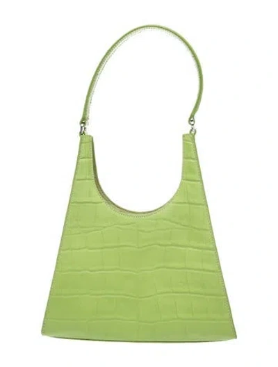Pre-owned Staud Embossed Leather Shoulder Bag W/ Tags In Green
