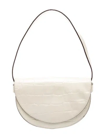 Pre-owned Staud Embossed Leather Shoulder Bag In White
