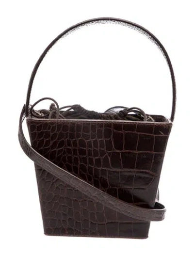 Pre-owned Staud Embossed Leather Top Handle Bag In Brown