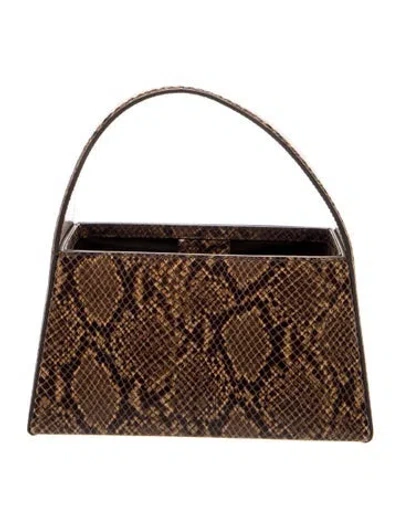 Pre-owned Staud Embossed Leather Top Handle Bag In Brown