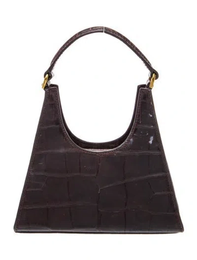 Pre-owned Staud Embossed Leather Top Handle Bag In Brown