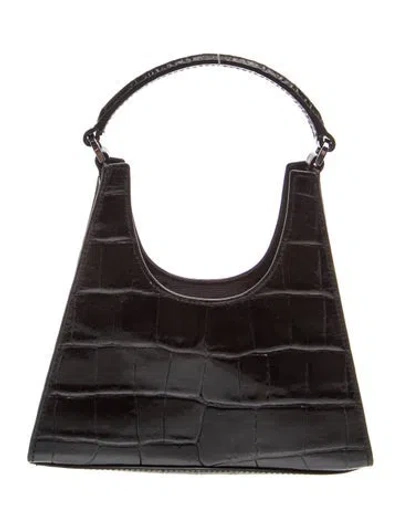 Pre-owned Staud Embossed Leather Top Handle Bag In Brown