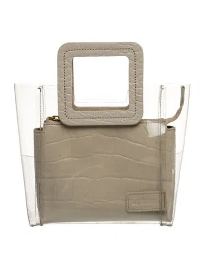 Pre-owned Staud Embossed Leather Top Handle Bag In Clear/white