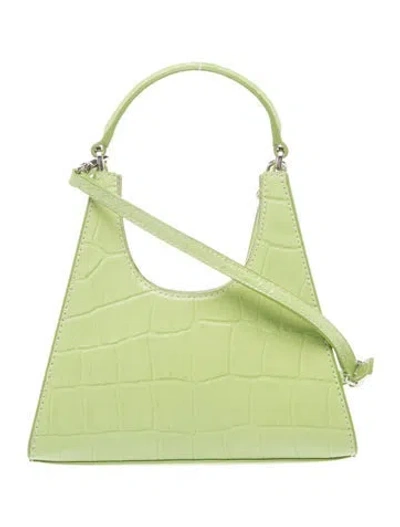 Pre-owned Staud Embossed Leather Top Handle Bag In Green